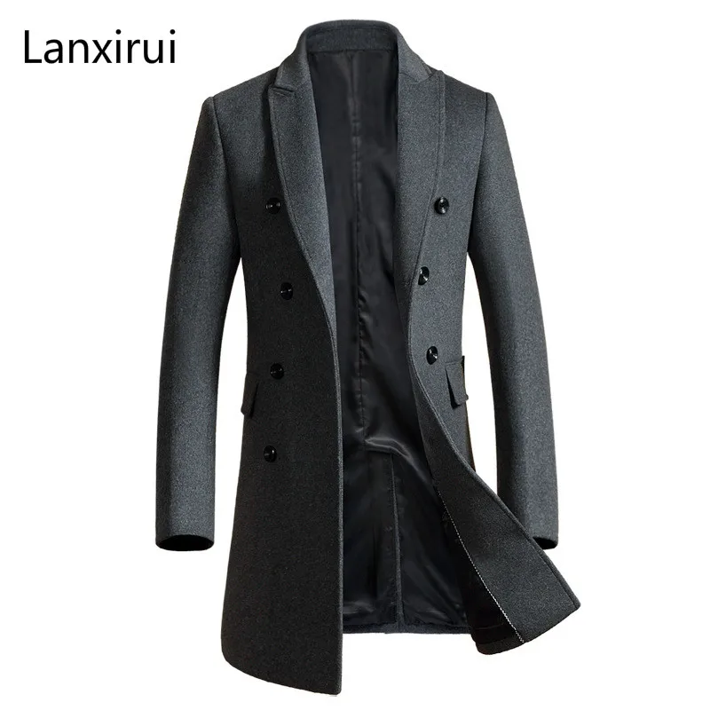 

2018 New Winter Woolen Long Peacoat Men Slim Fit Double Breasted Overcoat Mens Warm Business Trench Coat For Men ,Ma324