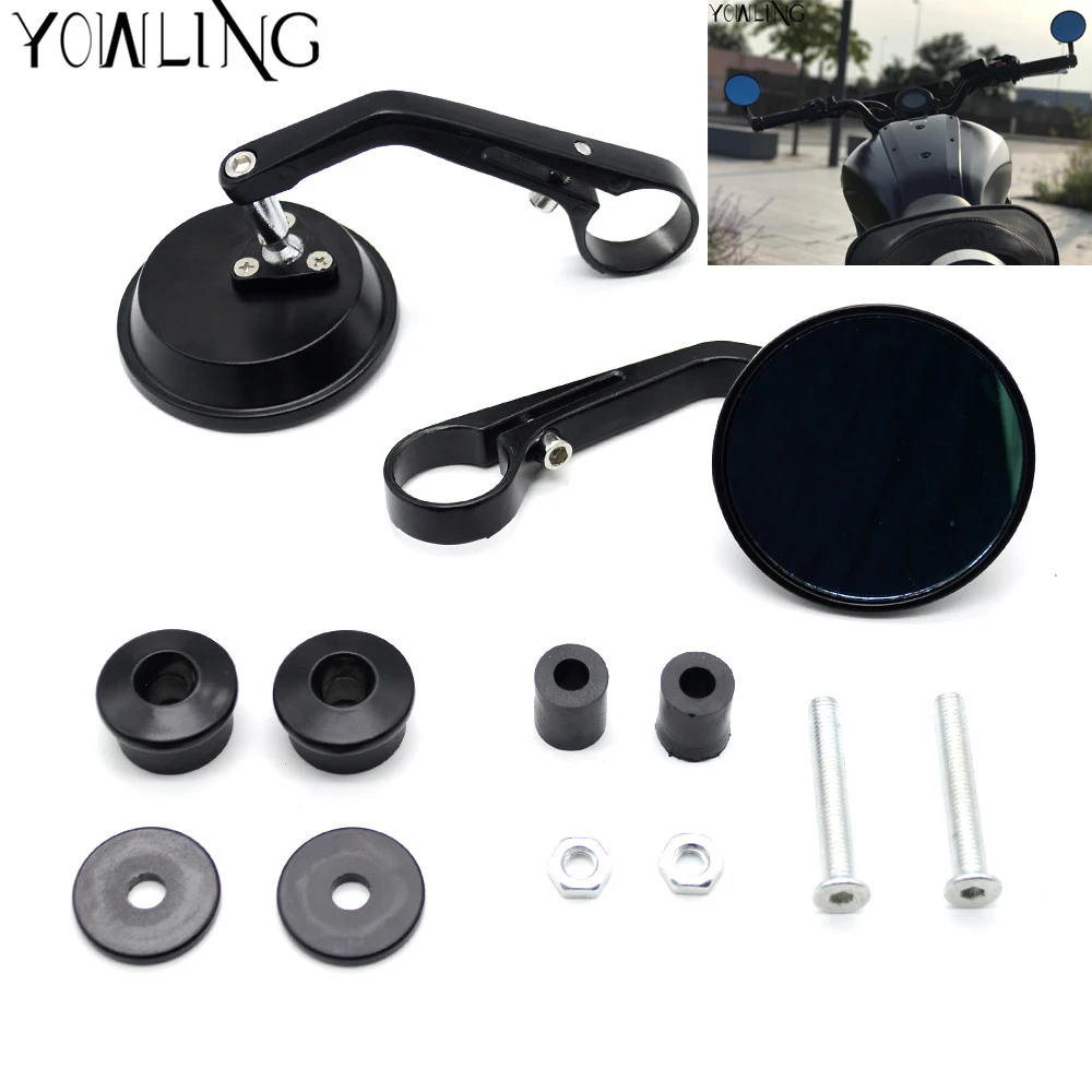 Universal 7/8" Round Bar End Rear Mirrors Moto Motorcycle Motorbike Scooters Rearview Mirror Side View Mirrors Cafe Racer