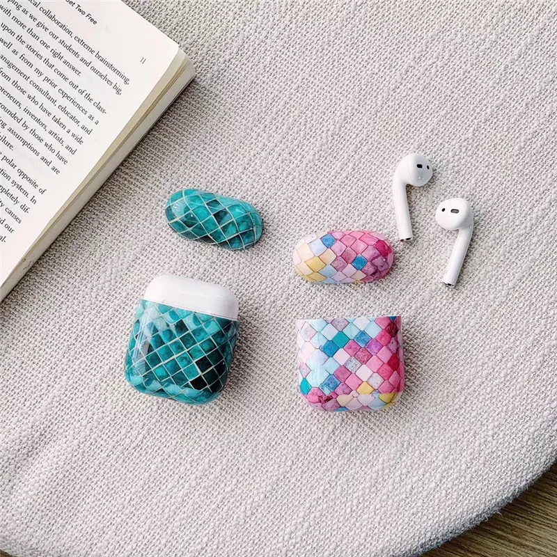 

For airpods case Luxury Cute Cartoon Fish Scale Wireless Bluetooth Headphone Case Hard Plastic For airpods Charge Box