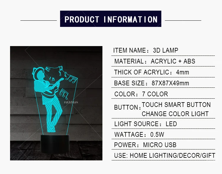 Гитаристские формы настольная лампа led 7 меняющихся цветов настольные лампы для Настольный светильник для спальни сенсорный переключатель USB кабель