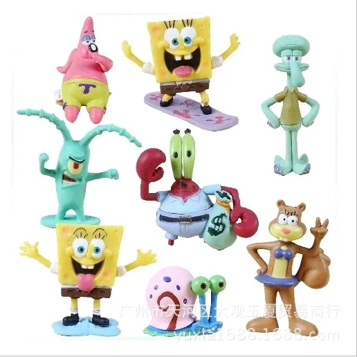 

dhl 20set  Sponge Bob Mini Pvc Action Figures Spongebob Dolls Anime Toy Figure Set Kids Baby Toys Gift For Girls Children Boys