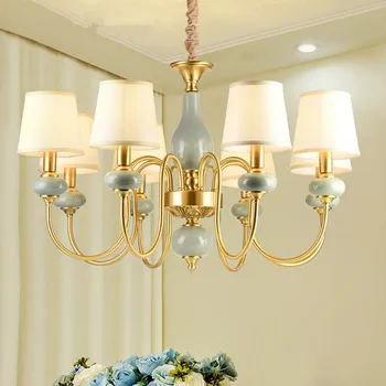 

Modern Real Bronze Copper Chandelier for Bedroom Dining Living Room with Ceramics Luxury Chandelier Fixtures