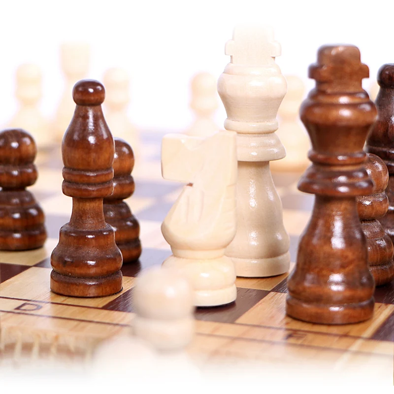 High Quality New Design 2in1 Wooden International Chess And Checkers Set Draughts Travel Entertainment Board Game Children Gifts