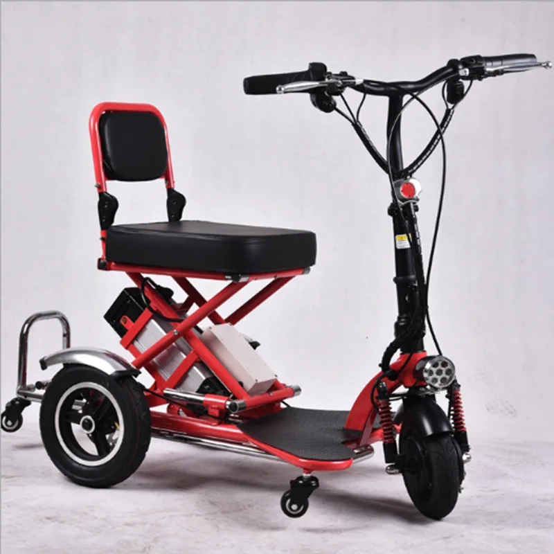 Взрослый Электрический трехколесный велосипед складной электрический велосипед электрический мотоцикл литиевая батарея Citycoco трехколесный скутер - Цвет: Red