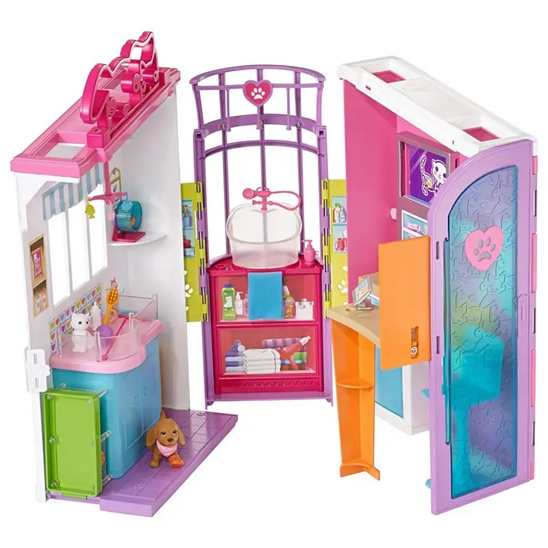 Original Doll Accessories Pet Care Center Doll house Kit Cute Room Baby Girl Toys Barbie For Children Poppenhuis Casa de Bonecas