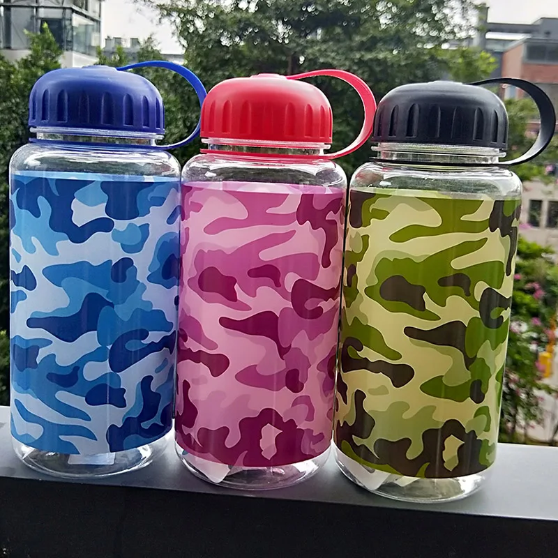1L 1000ml camouflage color green purple blue color sports Adults Food grade plastic water bottle