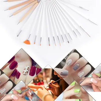 

20Pcs/Set Nail Art Decorations Brush Set Tools Professional Painting Pen for False Nail Tips UV Nail Gel Polish 2018 Hot Selling