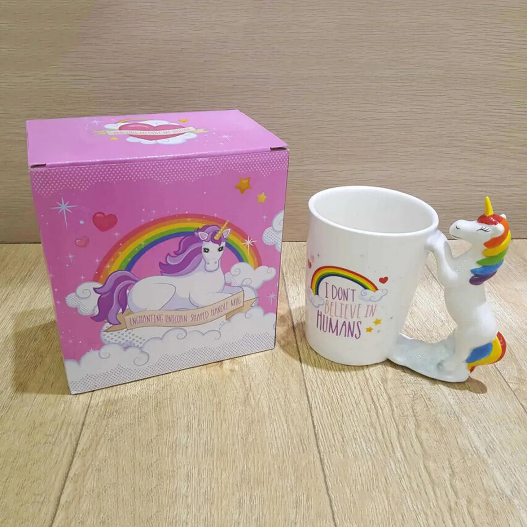 New Colorful Rainbow 3D Unicorn Mug Cute Cartoon Horse Ceramic Coffee Mug  Children Christmas Gifts Porcelain Milk Tea Water Cup