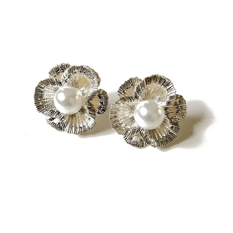 Серебряный цветок элегантный жемчуг милые серьги-гвоздики