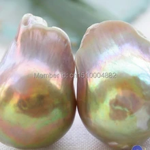 00110 натуральный павлин фиолетовый Кеши Возрожденные жемчужные серьги