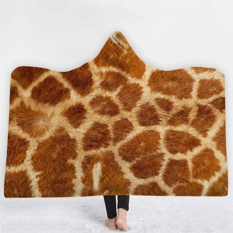 Одеяло с капюшоном для взрослых и детей, теплое переносное флисовое плюшевое одеяло с леопардовым принтом, забавное одеяло с капюшоном для гостиной - Цвет: Model 18