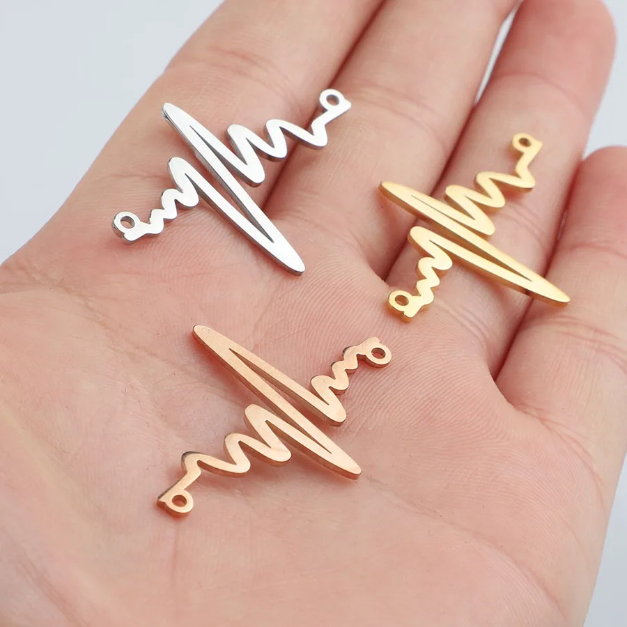 Fnixtar зеркало из нержавеющей стали Polishe Love электрокардиограмма Pulse Charm Fashion Heartbeat