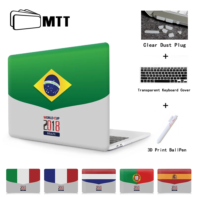 

2018 World Soccer Cup flag Case For Macbook Air 11.6 13 New Pro 13.3 15 Touch Bar For Apple Mac book Cover 12 inch Laptop Sleeve