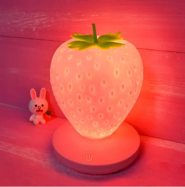 

USB strawberry silica gel lamp feeding lamp bedroom night lamp