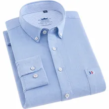 Качественные однотонные мужские рубашки из чистого хлопка в Оксфордском стиле, модные удобные мягкие повседневные мужские рубашки с длинным рукавом и воротником на пуговицах