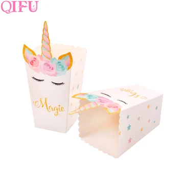 

QIFU 6pcs Unicorn Popcorn Bag Theme Party Decor Popcorn Box Case Gift Box Favors Accessories Unicorn Birthday Party Supplies
