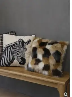 

Embroidered zebra cushion cover thick imitation fur throw pillow cover decorative pillowcase household decor