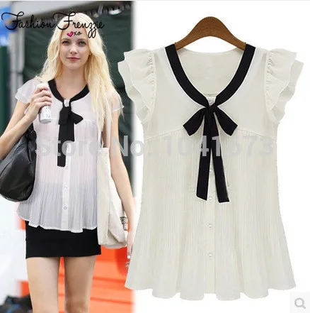 Bow Decorated V neck Design Butterfly 