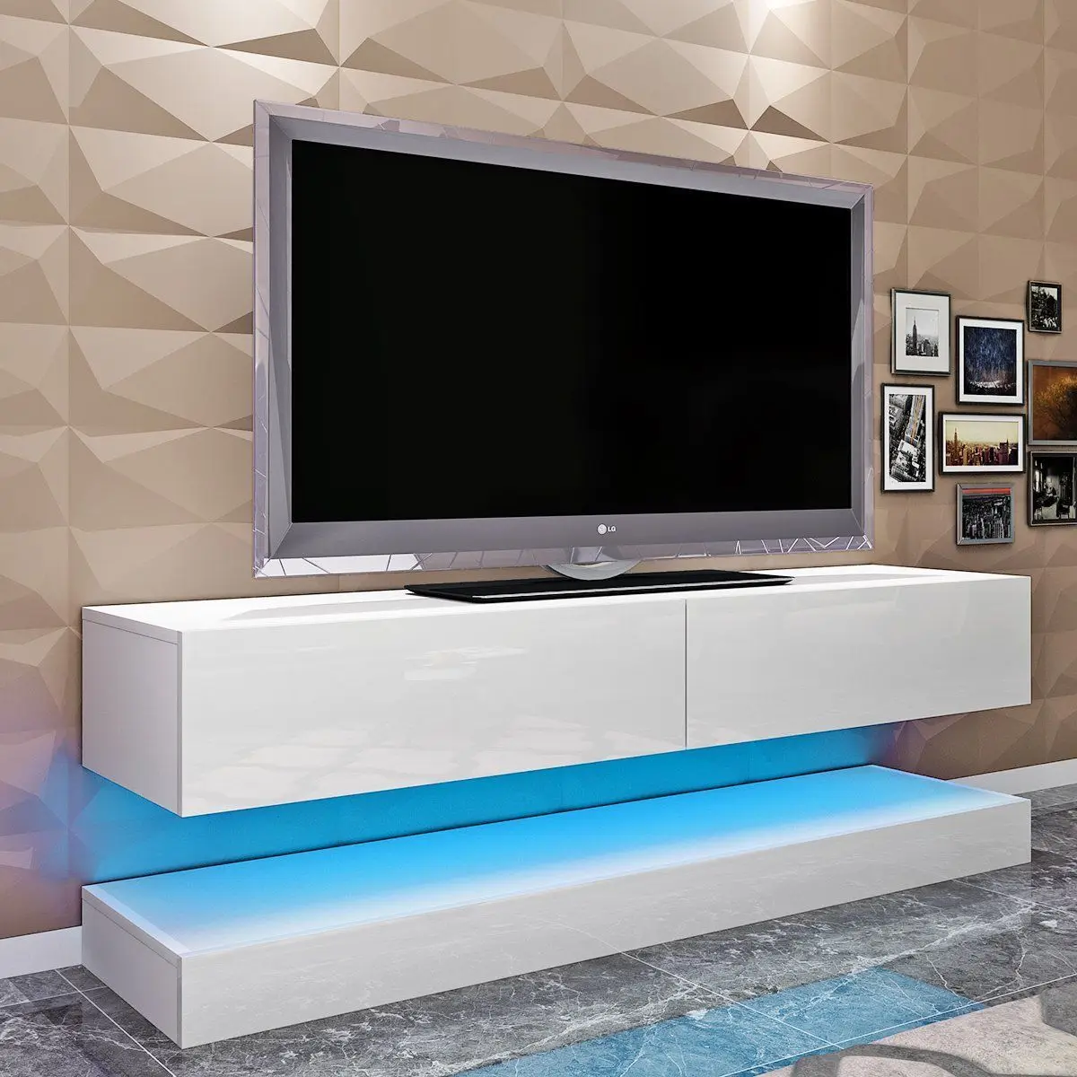 Gloss Door Floating Modern 140cm TV Unit Cabinet Stand Sideboard O05 LED 