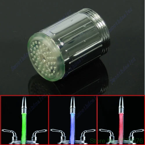 

New New NO Battery Glow LED 3 Colors Changing Water Faucet Temperature Sensor Tap Drop Ship 11