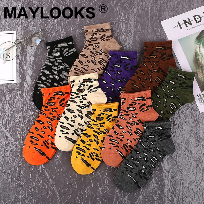 Maylooks Новый леопардовый принт женские хлопковые модные носки следки невидимки