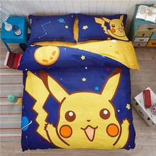 100% coton Pokemon Ensemble de Literie Enfants Maison Préférée Textile Pikachu dans la Fin de Nuit Pas de Décoloration Deux Draps de Lit Queen couvre-lit