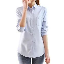 Для женщин блузка весна с длинными рукавами Повседневное тела джинсовая рубашка тонкий Хлопковые джинсы рубашки Для женщин рубашки blusas