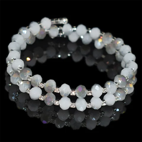 beads Bracelets & Bangles Women Jewelry 2/3 Row Blue/red/white/black/yellow/pink Wrapping arm bracelet for Girl Gift