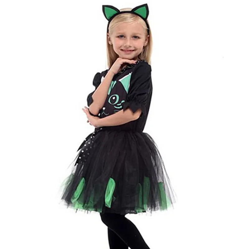 Girls Halloween Kitty Costume Kid Children Cat Catwomen animal Cosplay Carnival Purim Masquerade Stage play party dress Girls Halloween Kitty Costume Kid Children Cat Catwomen animal Cosplay Carnival Purim Masquerade Stage play party dress