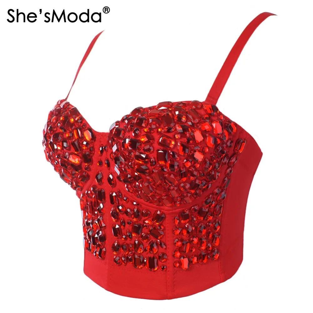 She'sModa Red Rinestone Hand-made Pearls Bralet Corselets Women's Bustier Bra Cropped Top Wedding Bralette Vest Plus Size She'sModa Red Rinestone Hand-made Pearls Bralet Corselets Women's Bustier Bra Cropped Top Wedding Bralette Vest Plus Size