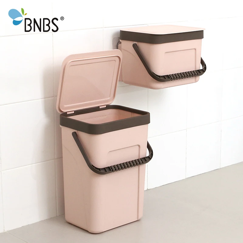 

BNBS Fashion Waste Bin Office Kitchen Bathroom Dustbin With Save Space For Home Wall Mounted Trash Can Dual-use Storage Box
