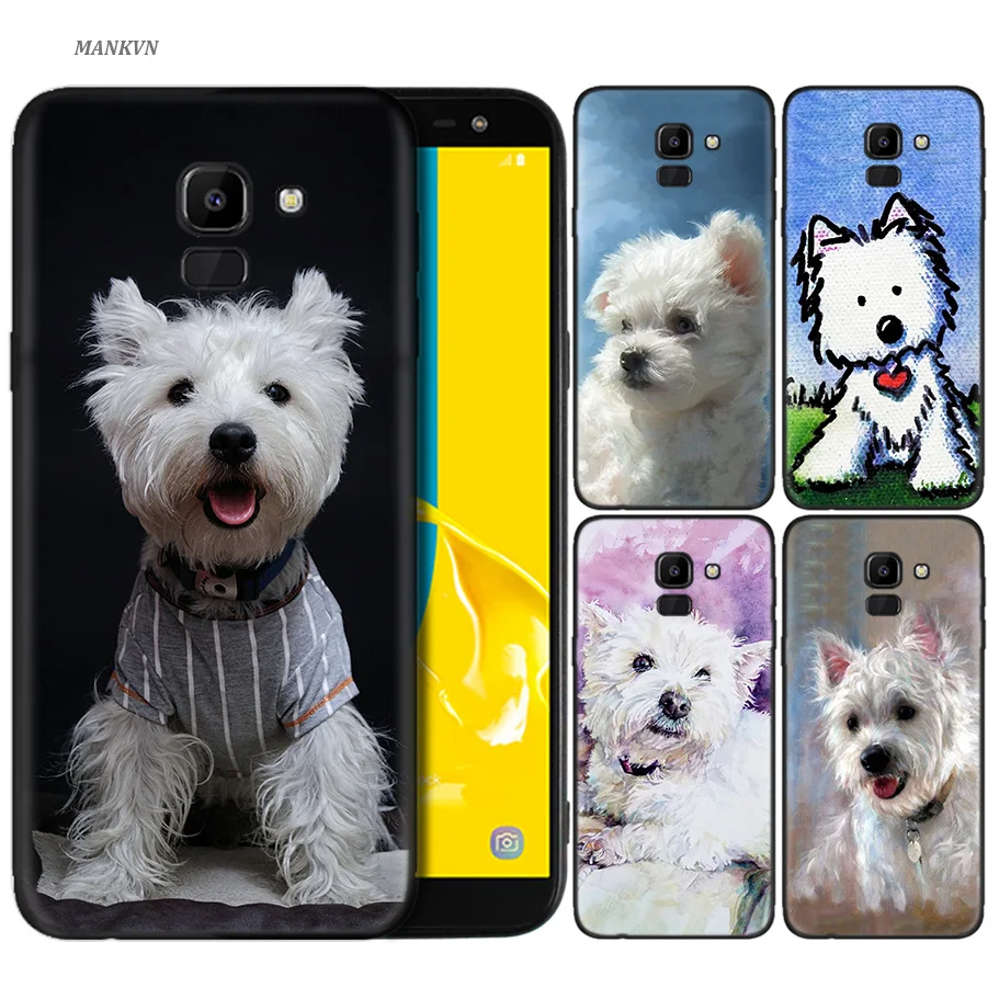 

Silicone Case For Samsung Galaxy J4 J6 A6 A8 Plus A7 A9 J8 2018 A5 2017 Soft Cover Shell cartoon Westie dog Rubber Material
