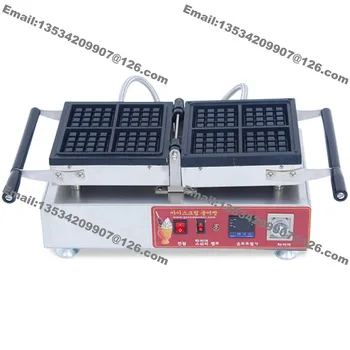 

Free Shipping Commercial Use Non-stick 110v 220v Electric 4pcs Digital Square Belgian Waffle Maker Baker Machine Iron