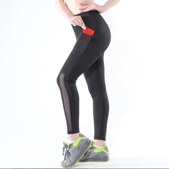 

women Leggings Gothic Insert Mesh Pocket Pants Big Size Black Capris Sportswear New Fitness Leggings