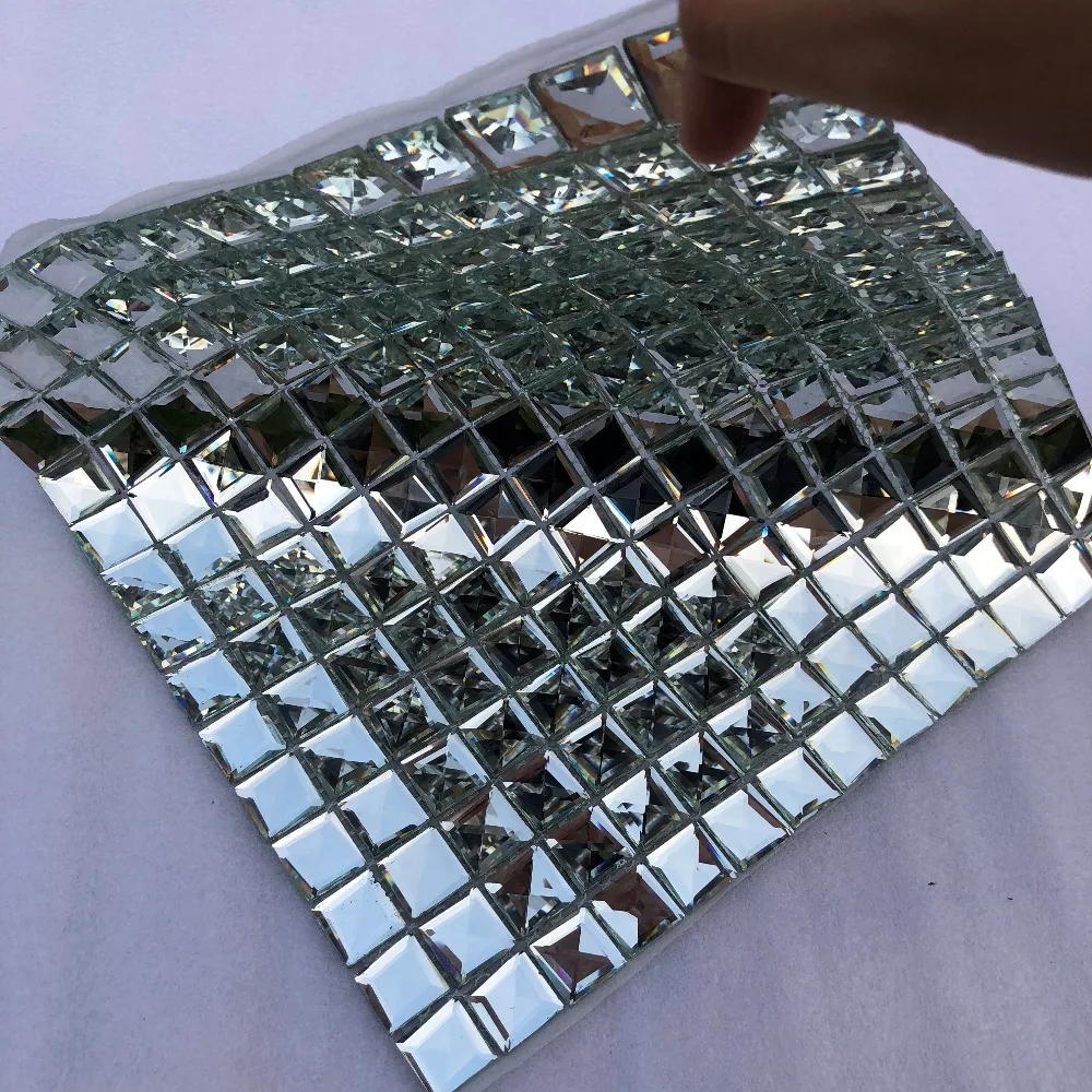 Супер Блестящая 17 граней Алмазная зеркальная стеклянная мозаичная плитка для фокальной стены бутикового магазина вывеска ванная комната домашний стикер стены