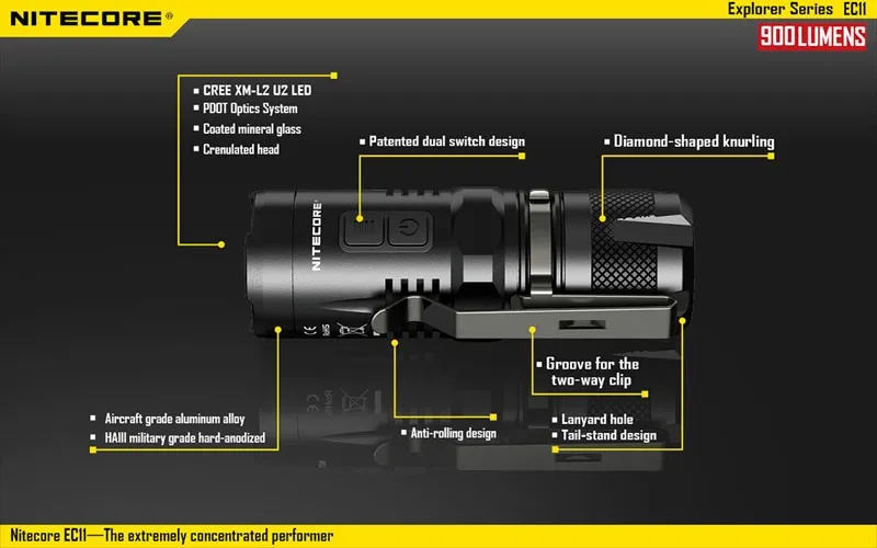 Details about  / Nitecore MH1C Cree XM-L2 600 Lumens USB Rechargeable //Battery RCR-123A