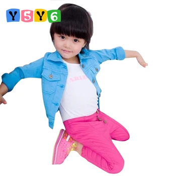 

Girls jackets Retail 1 PCS 2018 denim jacket candy color Kids Child Baby outerwear girls coat children clothing