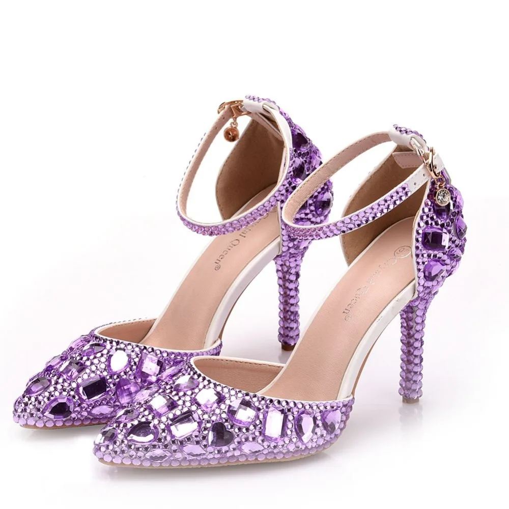 Женская свадебная обувь со стразами; красивая обувь со стразами; обувь для невесты; модельные туфли принцессы; туфли-лодочки на высоком каблуке; маленькие и большие размеры