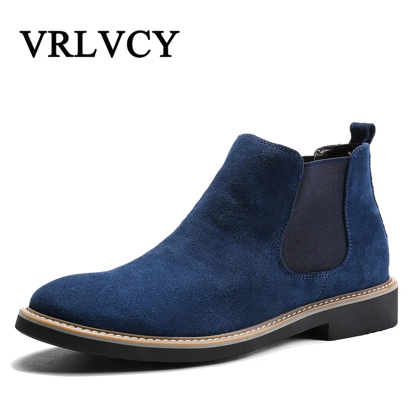 Homens blue Botas Camurça Couro Sapatos Dos Outono Tornozelo Black Britânico Estilo Moda Primavera De gray Chelsea Casuais qHfnwv5Wxv