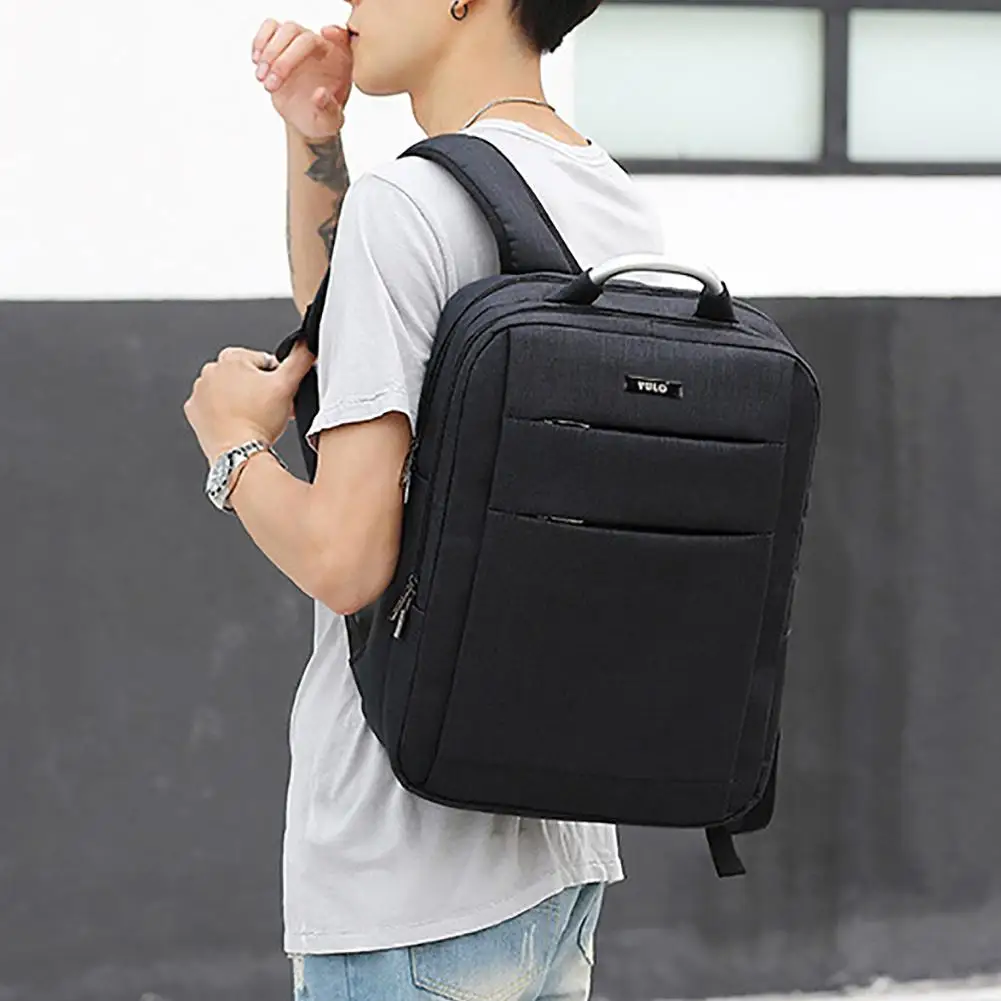 

Men's Oxford Cloth Alloy Handle Business Travel USB Charging Laptop Backpack