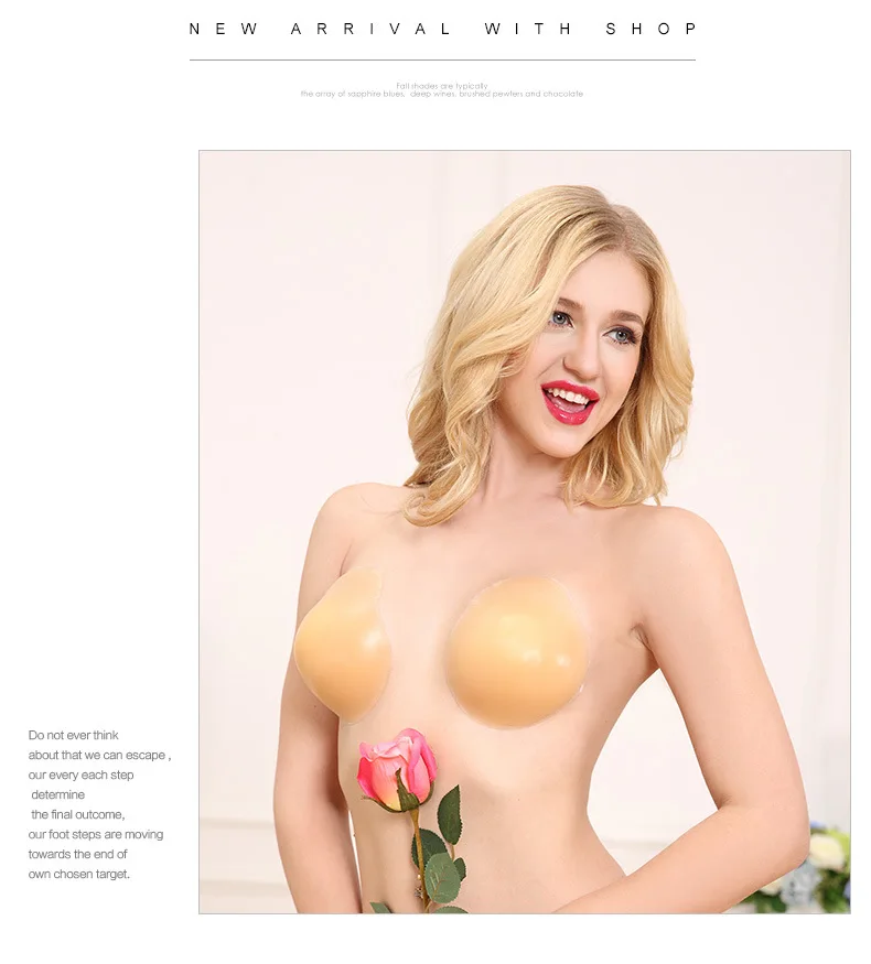 

Women Self-Adhesive Silicone Breast Sticker Anti-slip nipple paste push up silicone nipple sticker Bra Pasties Pad RT002