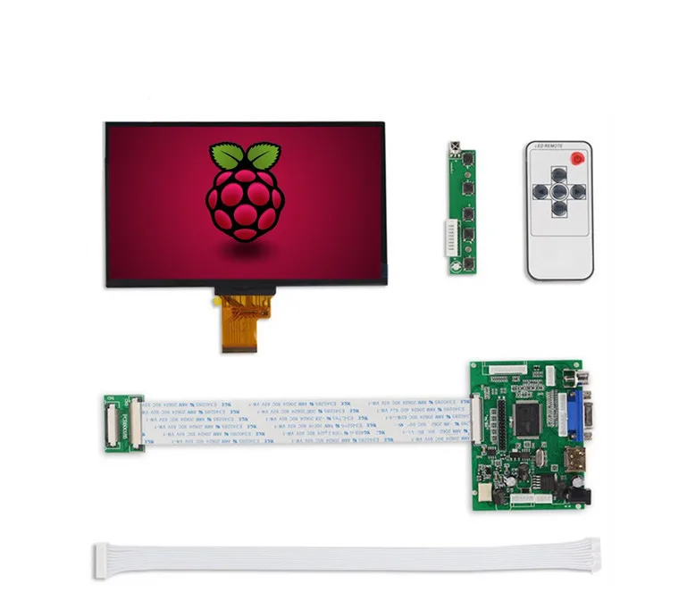 

1024*600 IPS Screen Display LCD TFT Monitor EJ070NA-01J with Remote Driver Control Board 2AV HDMI VGA for Orange Raspberry Pi 3