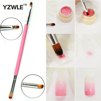 YZWLE 1 Pcs New Dual-use Nail Art Brush / Manicure Gel Polish Brush / Gradual Color Blooming Nail Drawing Pen 01