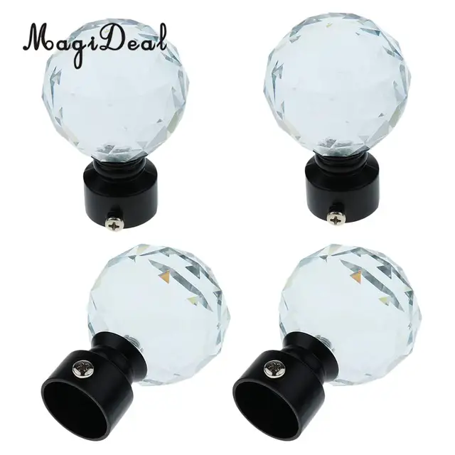 4 Piece Decorative Crystal Window Curtain Pole Rod End Cap Final 4 Piece Decorative Crystal Window Curtain Pole Rod End Cap Final Head 28mm Dia