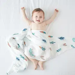 100% хлопок Фламинго Роза фрукты печати муслиновые одеяла для новорожденных постельные принадлежности младенческой пеленать полотенце для