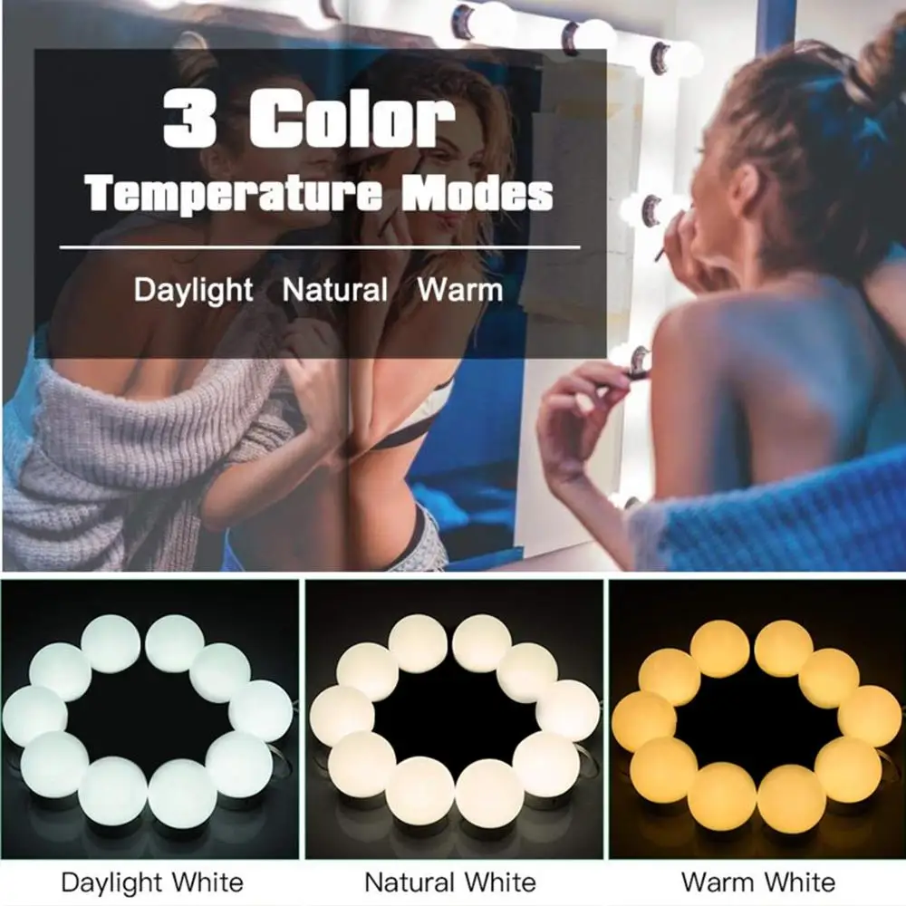  Makeup mirror dressing table LED bulb kit USB charging port with 10 adjustable brightness bulbs inv