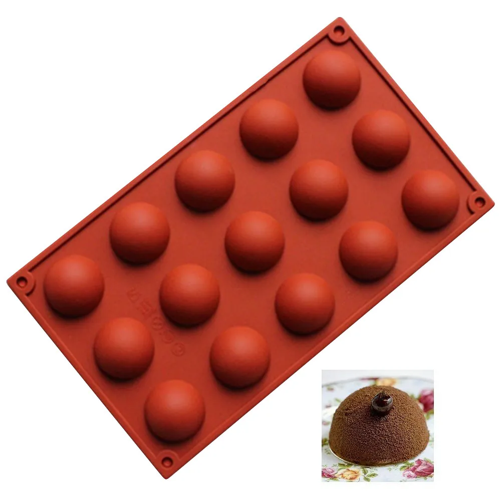 

Silicone 15 Cavity Half Ball Mould DIY Chocolate Cupcake Cake Muffin Baking Mold Ice Bakeware Baking Pastry Tool 29.5*17.3*1.9cm