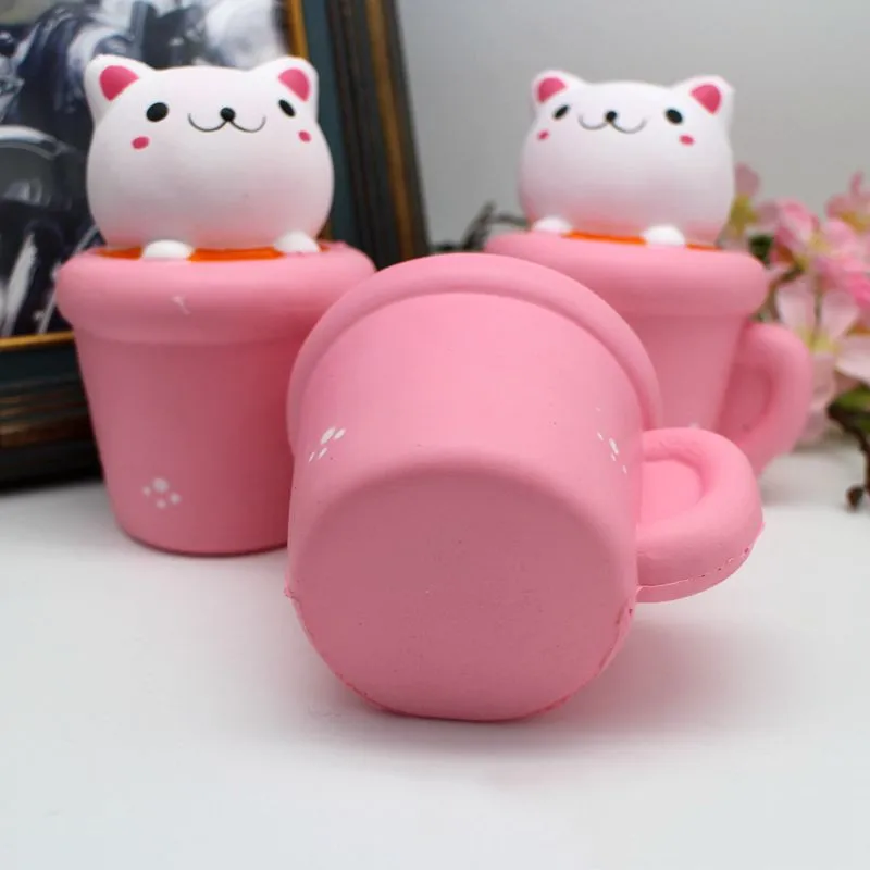 14 см чашка кошка киска сжимающая игрушка милые животные медленно поднимающиеся ароматизированный хлеб торт Малыш игрушка подарок кукла#25