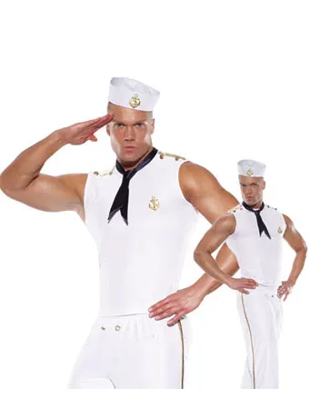 Красивый мужской сексуальный костюм моряка для выступления с плиссированными штанами Униформа человек в Хэллоуин Косплей Костюм