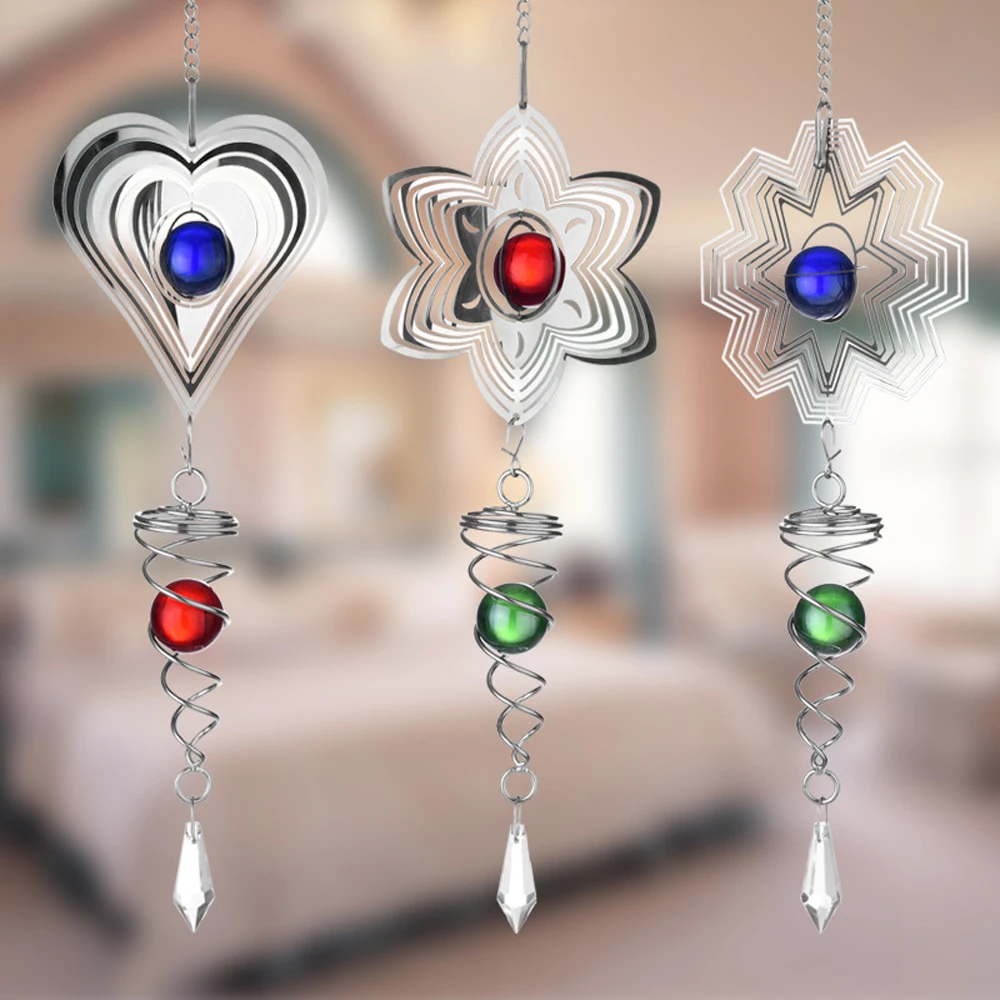 

Creative Hanging Bell Rotation Wind Chimes Outdoor Decoration 3D Circular Flower Snowflake Butterfly Sun Hanging Decorations